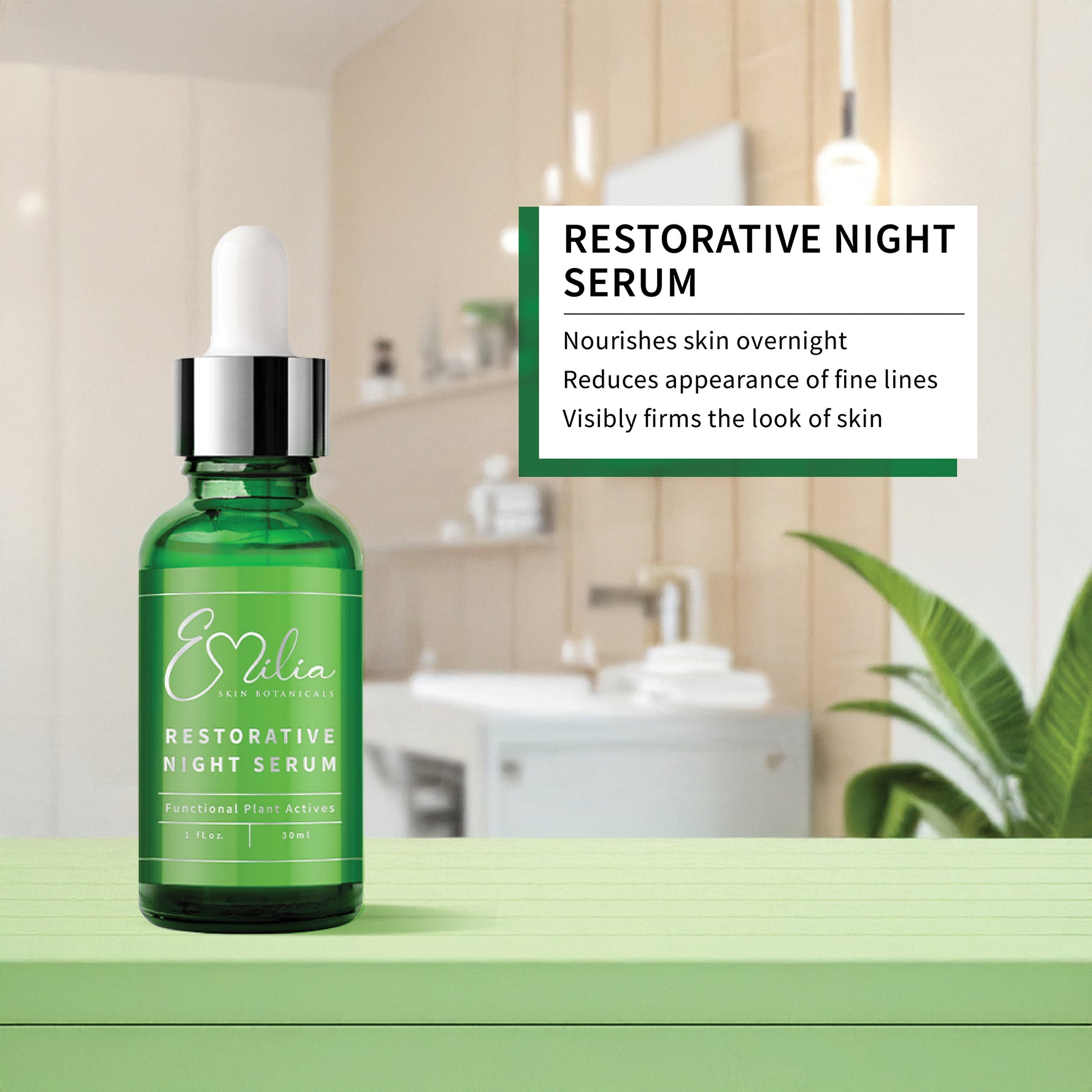 Emilia Skin Botanicals Restorative Night Serum 1 oz 30 ml